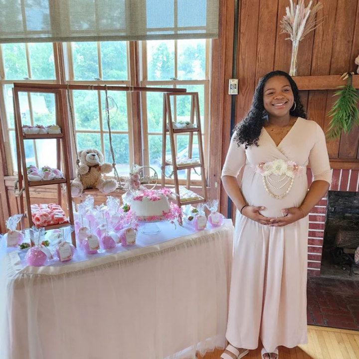 Pinkblush Baby Shower Gowns Blush Pink Maxi Maternity Dress For