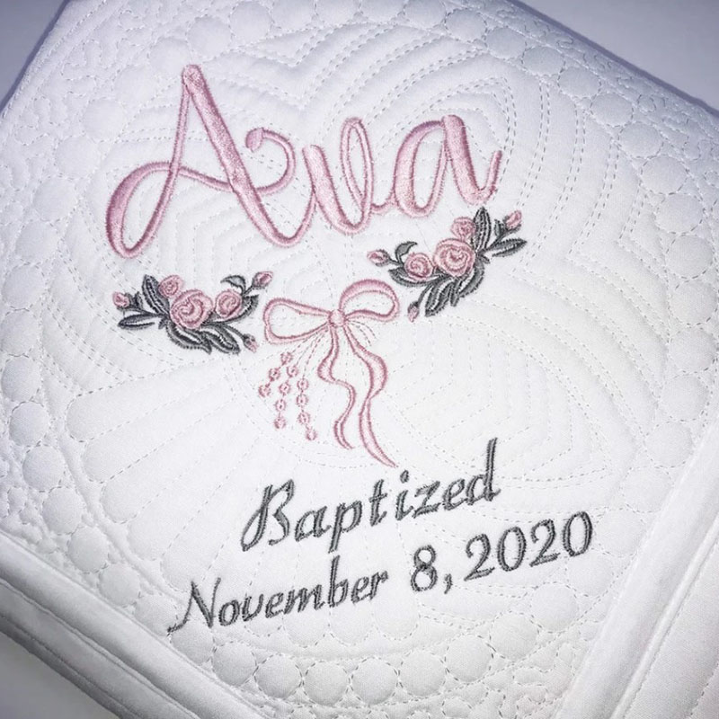 Personalized Quilt with Date Baby Keepsake Gift