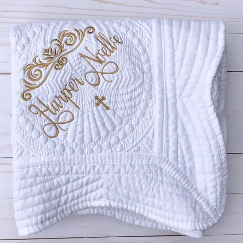  Personalized Baby Quilt with Embellishment Special Baby Gift