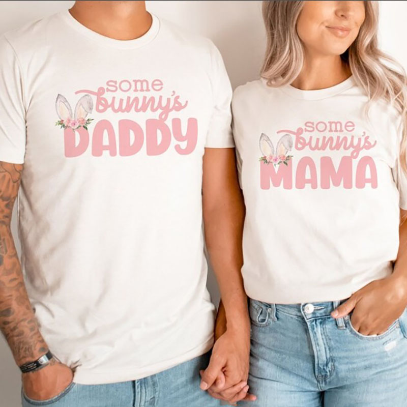 [Adult T-shirt]Floral Bunny Birthday Matching Family Shirts