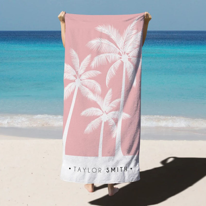 Palm Tree Personalized Beach Towel Kids Summer Vibes