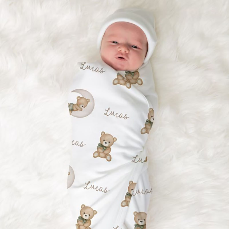 Teddy Bear Personalized Baby Name Blanket