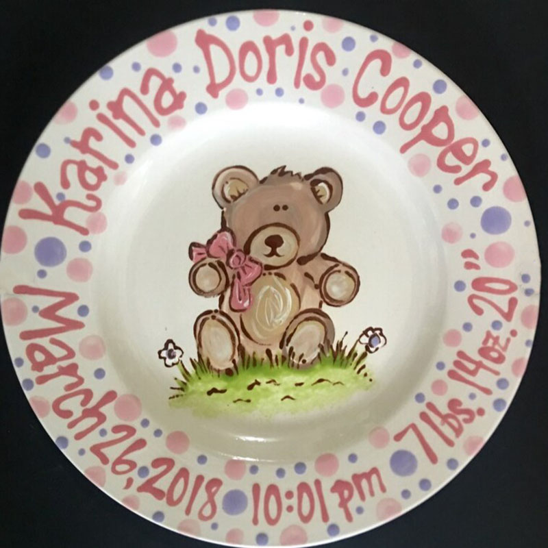 Baby Teddy Bear Plate Ceramic Plate Baby Gift