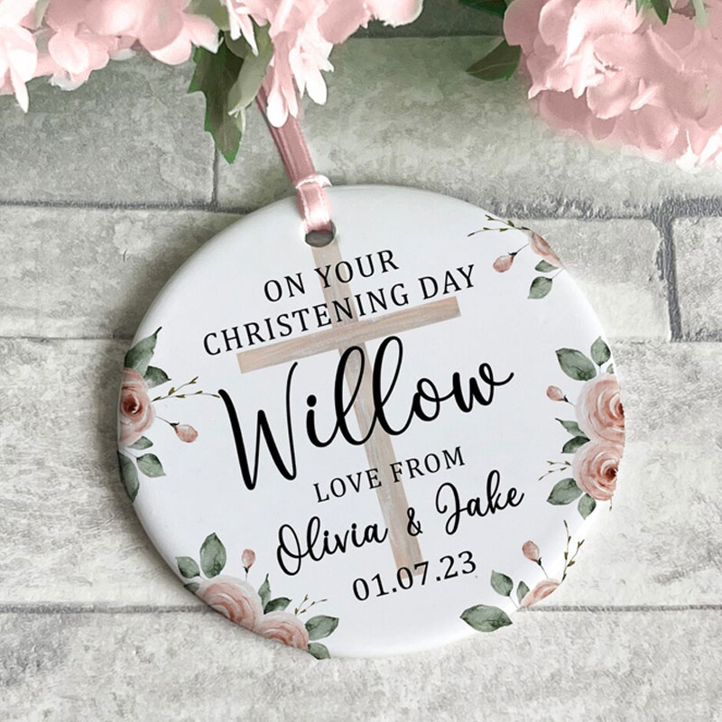 Personalized Christening Baby Girl Baptism Ornament