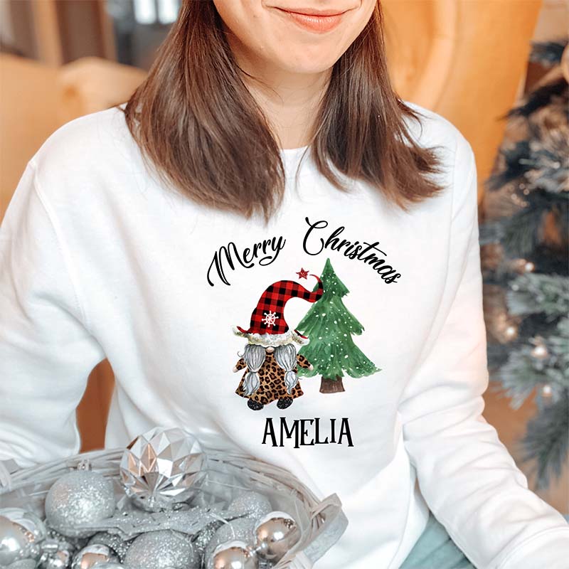 Personalized Gnome matching family Christmas sweatshirt