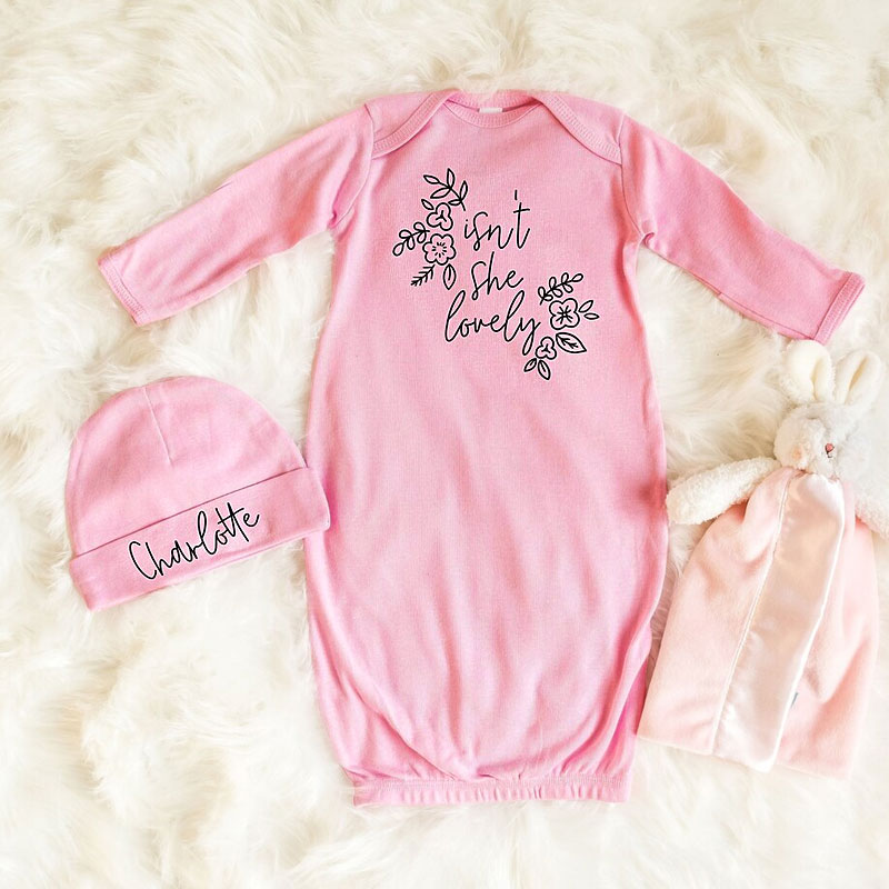 Personalized Baby Girl Sleeper Gown With Name