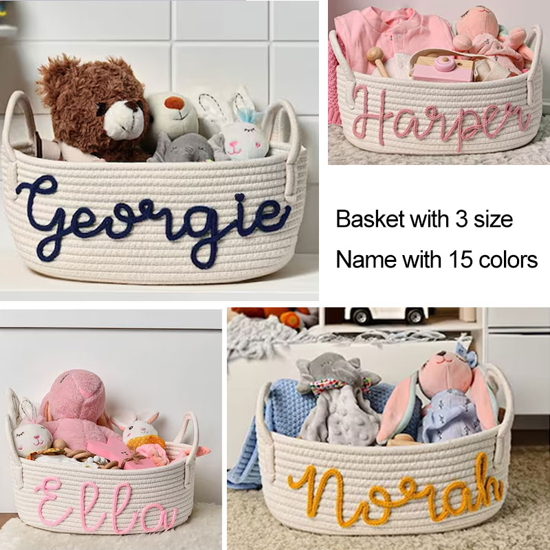 Personalized Baby Gift Basket, Rope Cotton Basket