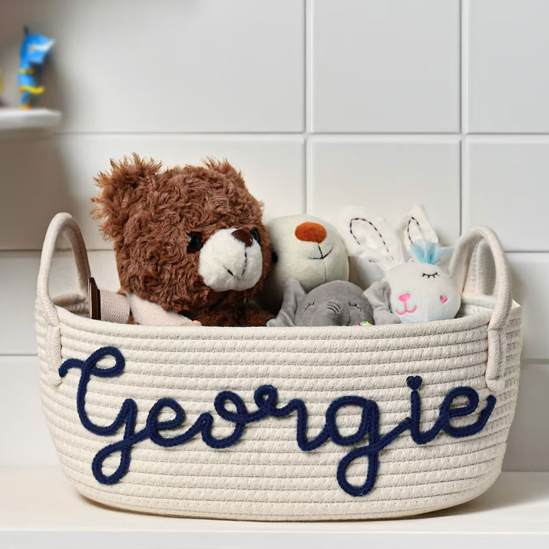 Personalized Baby Gift Basket, Rope Cotton Basket