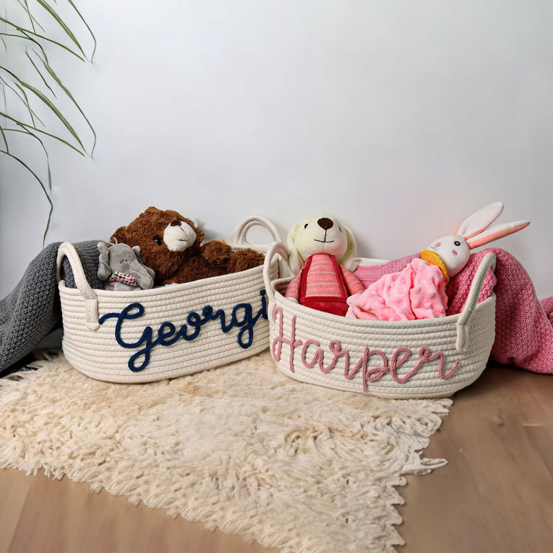 Personalized Baby Gift Basket, Rope Cotton Basket