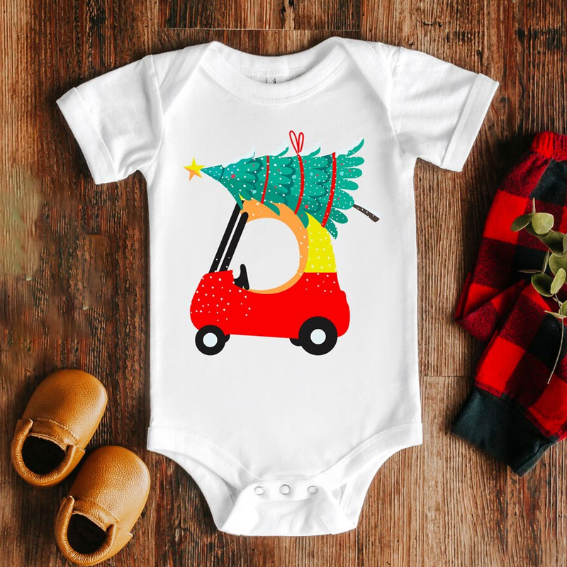 [ Bodysuit] Red Car Christmas Baby Bodysuit, Cute Christmas Toddler Onesie