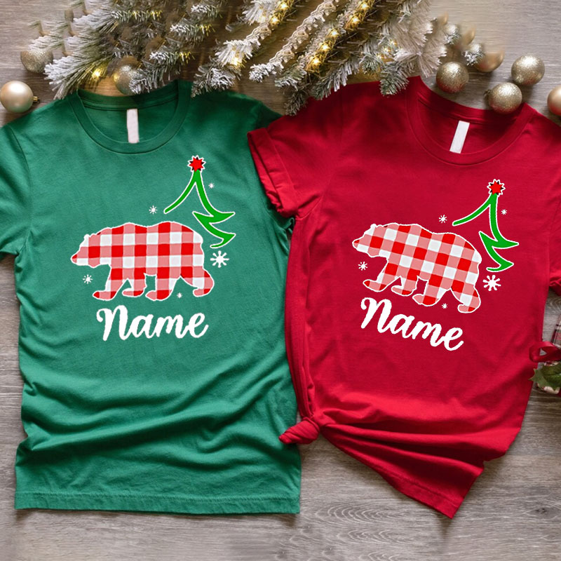 [Adult T-shirt] Custom Family Reunion Christmas Family Shirts with Bear