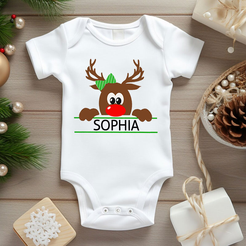 [Bodysuit] Personalised Reindeer Christmas Baby Bodysuit