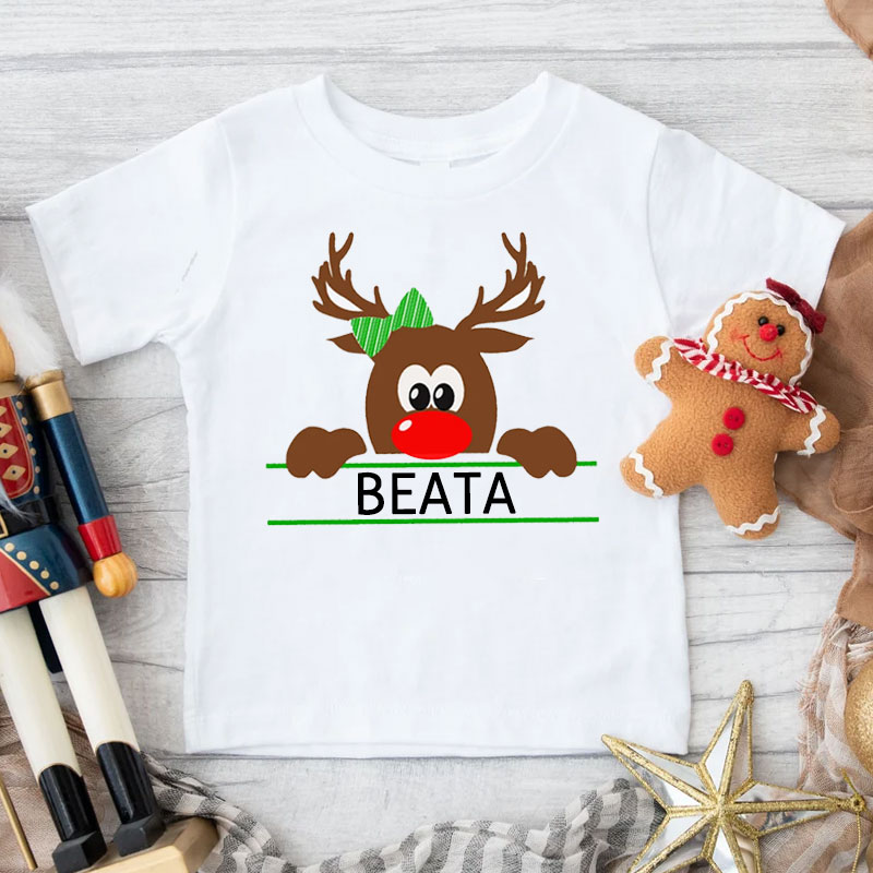 [Youth Shirt / 2-14 Years] Personalised Reindeer Christmas Kids Shirt