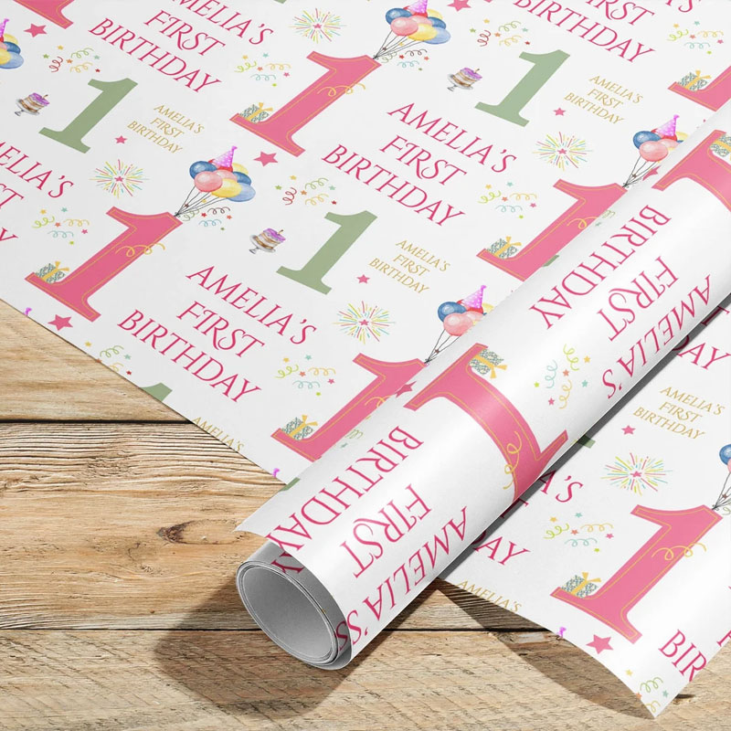 Personalised Baby 1st Birthday Wrapping Paper with Balloons