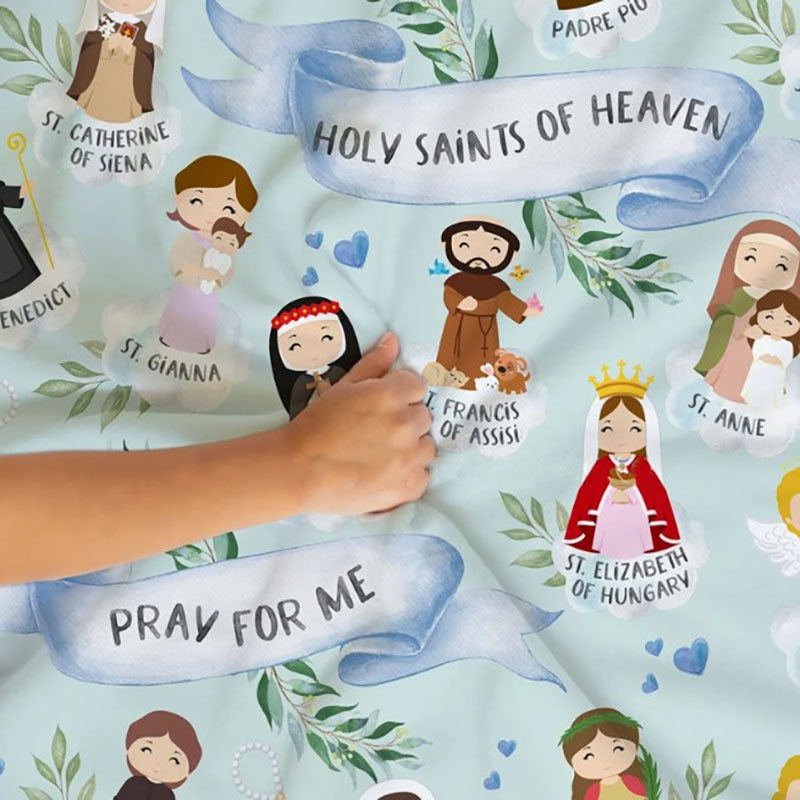 Holy Saints of Heaven Catholic Throw Baby Shower Blanket