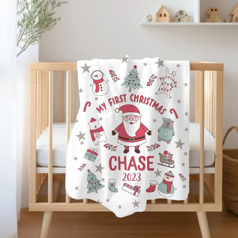 Custom Baby's My First Christmas Blanket
