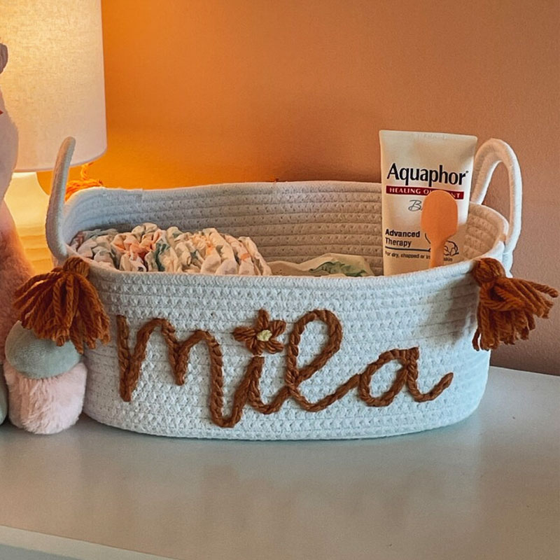 Custom Name Basket with Tassels