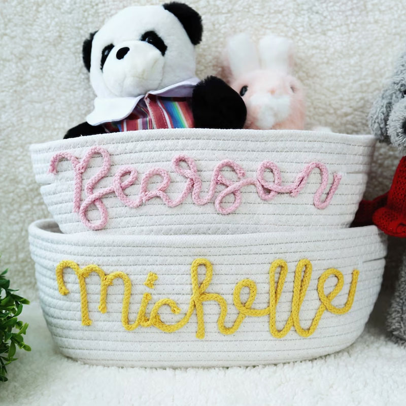 Customized Baby Shower Gift Basket Rope Toy Basket