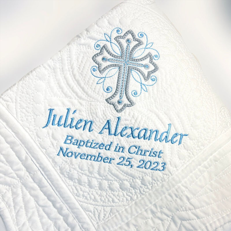Embroidered Personalized Baptism Gift Blanket