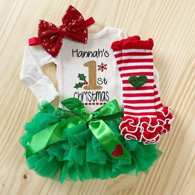 First Christmas Outfit For Girls Newborn Christmas Tutu Set of 4