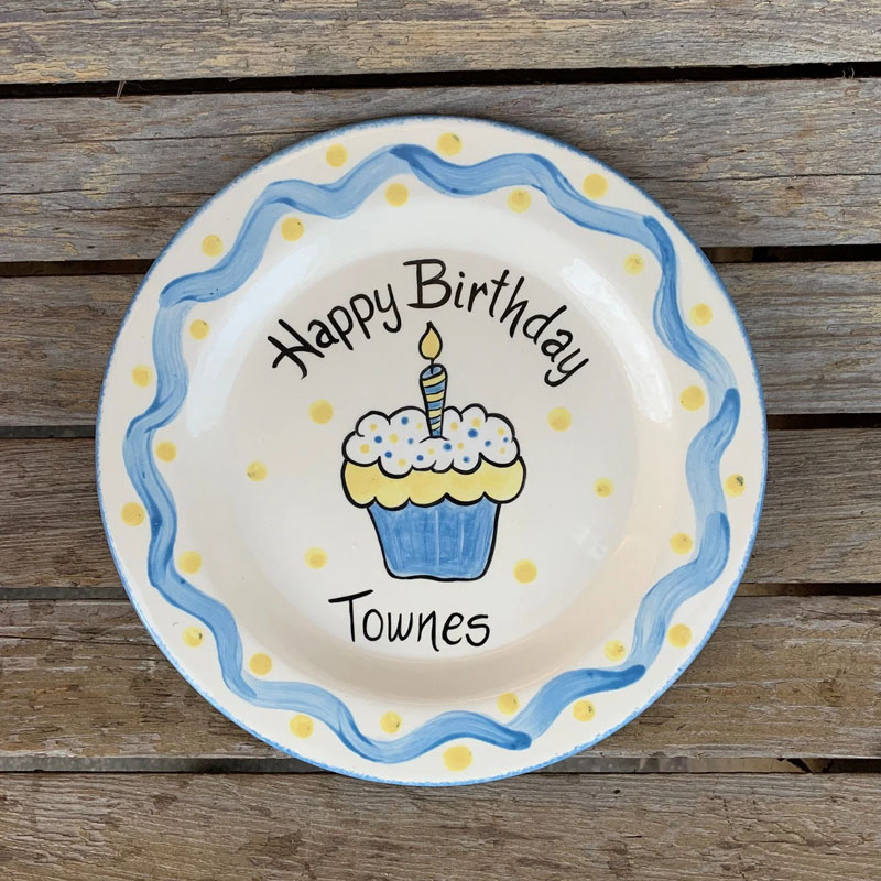 Happy Birthday Plate Personalized With Name And Polka Dots