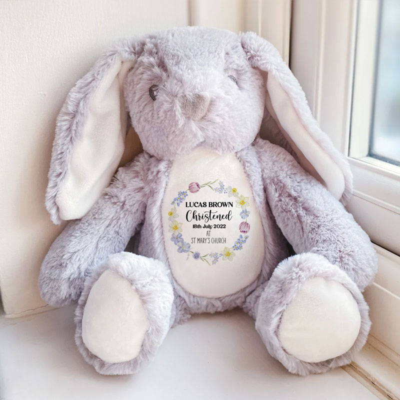 Personalised Christening Bunny with name and church