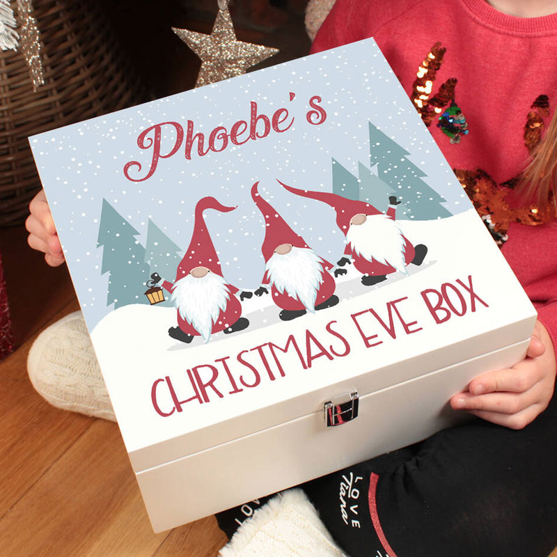 Personalised Toy Train Wooden Christmas Eve Box Kid Gift