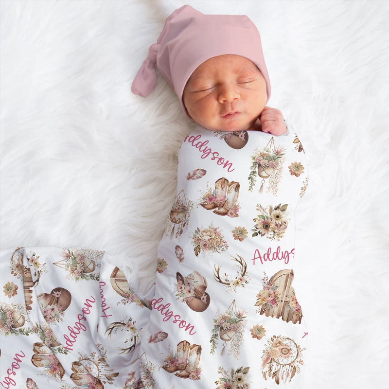 Personalized Baby Western Cowboy Hat And Boots Blanket