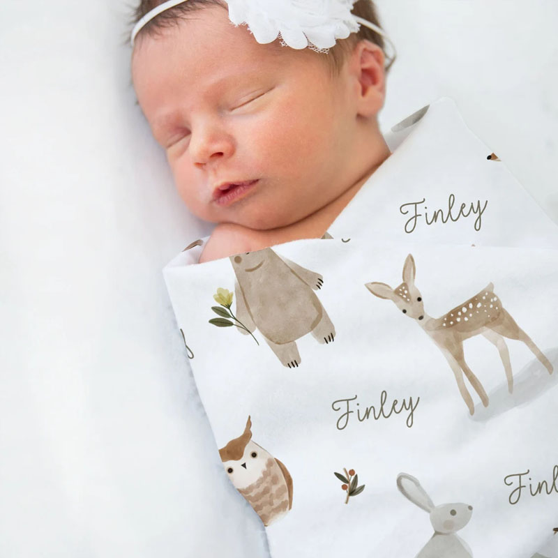 Personalized Baby Woodland Animals Blanket