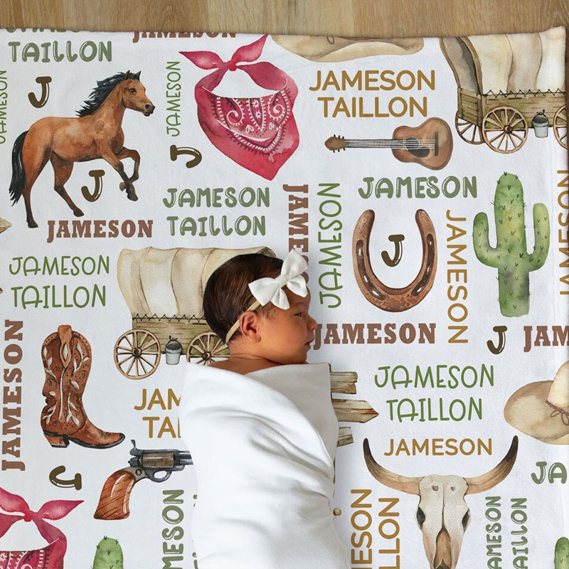 Personalized Cowboy Baby Blanket