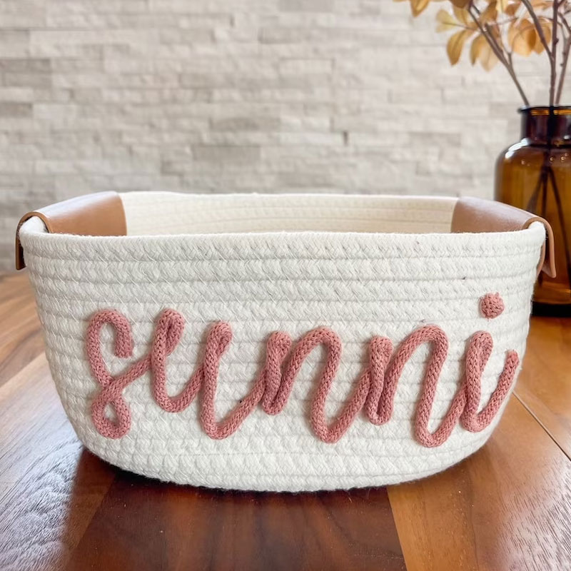 Personalized Custom Name Rope Basket Baby Gift