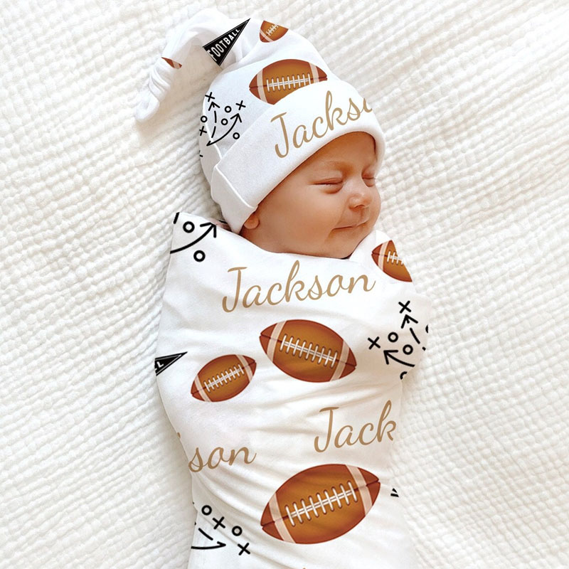 Personalized Gift Football Baby Blanket