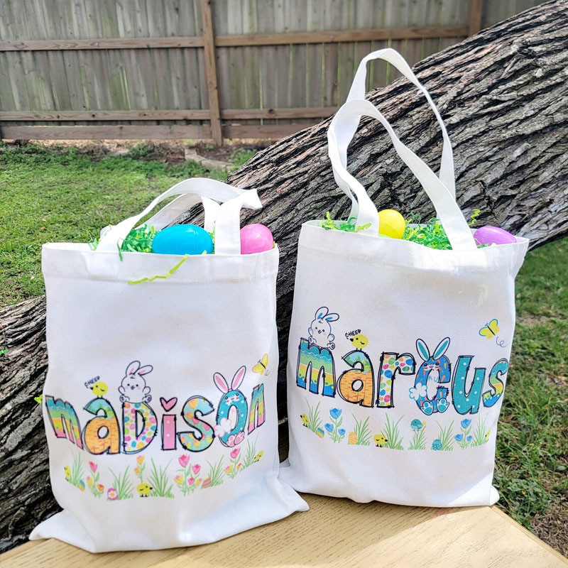 Personalized Kid Easter Canvas Tote Bag