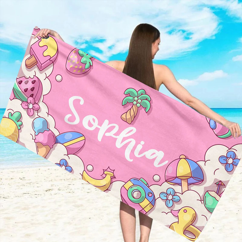 Personalized Kids Summer Vibes Beach Towel