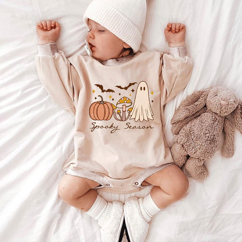 Baby Halloween Print Romper, Spooky Season Outfit