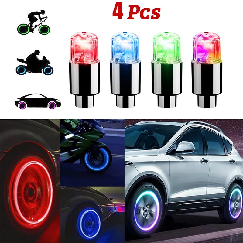 TIRE VALVE CAPS LIGHTS WHEEL LANTERN LIGHTS 4PCS