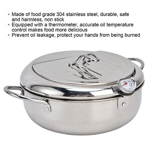 🔥LAST DAY 49% OFF🔥 -Stainless Steel Frying Pot with Thermometer and Oil Drip Drainer Rack🎉