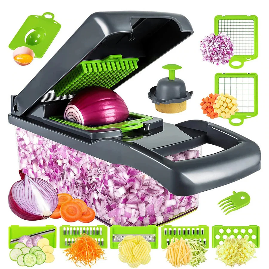 (🔥Hot Sale 70% OFF🎁) Multi-functional 12 in 1 Vegetable Slicer, Fruit Dicer Chopper Kitchen Cutter