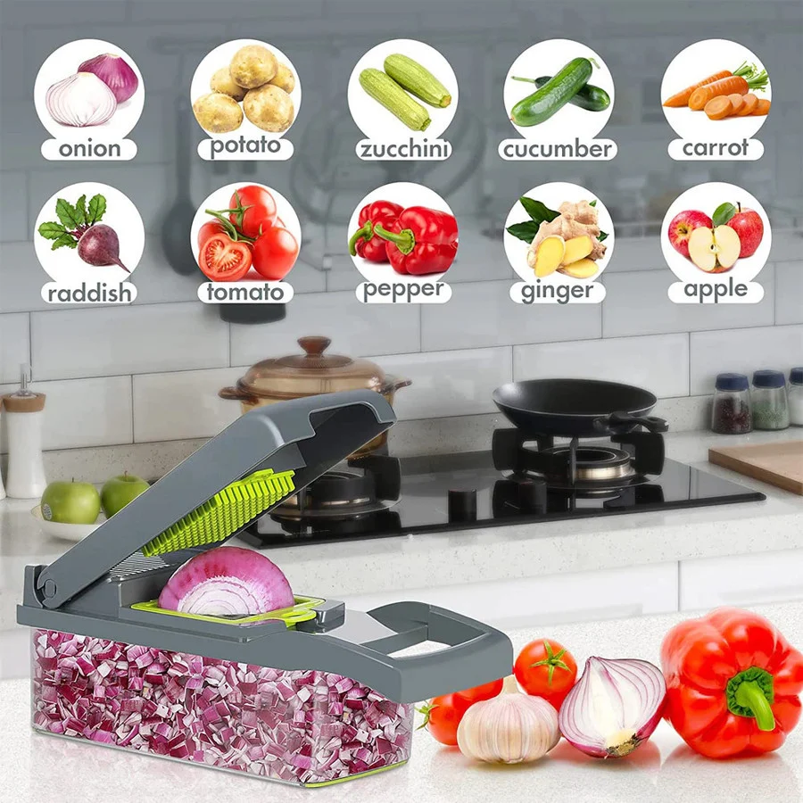 (🔥Hot Sale 70% OFF🎁) Multi-functional 12 in 1 Vegetable Slicer, Fruit Dicer Chopper Kitchen Cutter