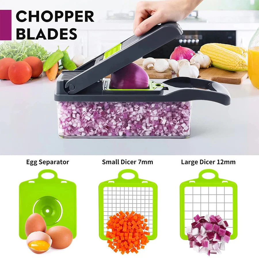 (🔥Hot Sale 70% OFF🎁) Multi-functional 12 in 1 Vegetable Slicer, Fruit Dicer Chopper Kitchen Cutter
