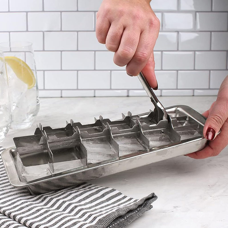 Stainless Steel Ice Cube Tray With Easy Release Handle