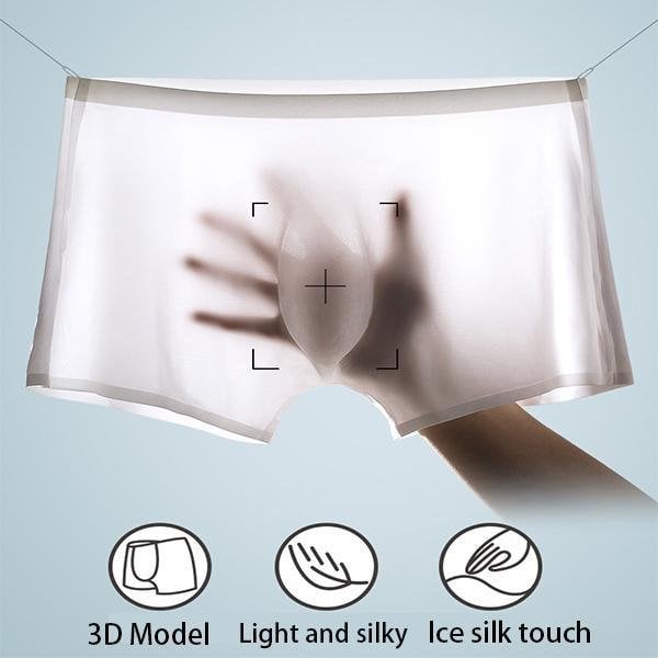 3 Pcs Men's New Ice Silk Seamless Boxer Briefs
