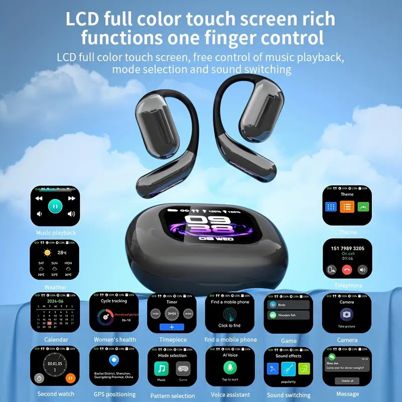 Erazer XP2 Wireless Headphones Color Touch Screen OWS