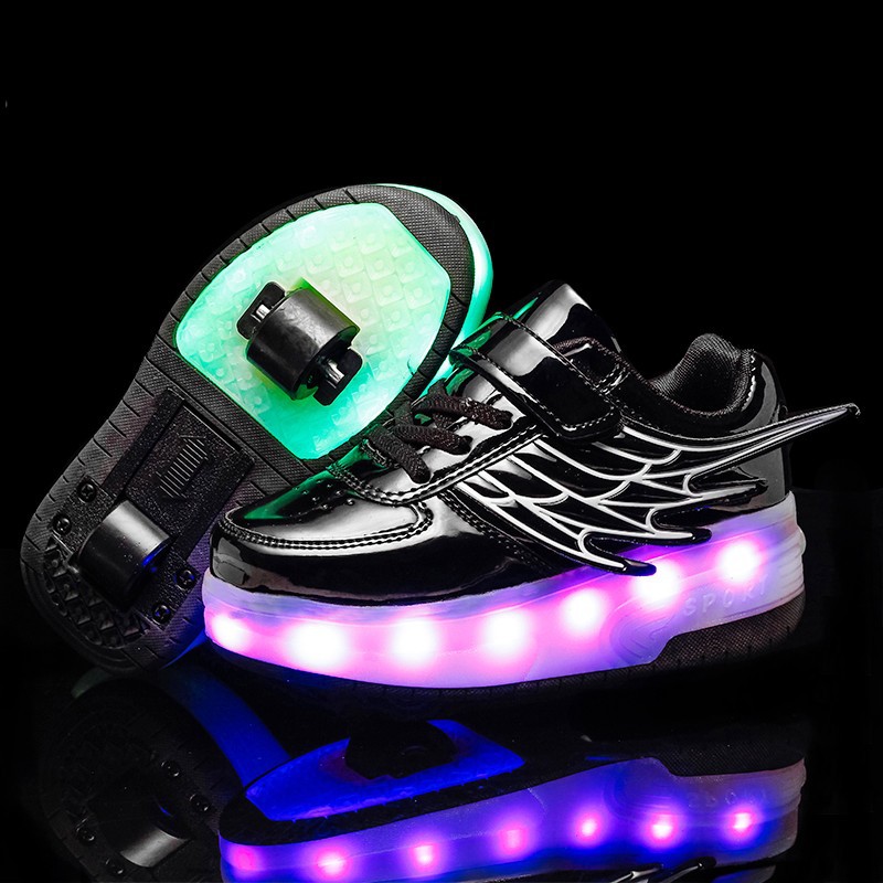 Dual-purpose Retractable Kids Roller Shoes with LED Lights