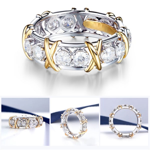💝KISS & HUG CROSS FULL MOISSANITE RING🎁Perfect Gift For Lover