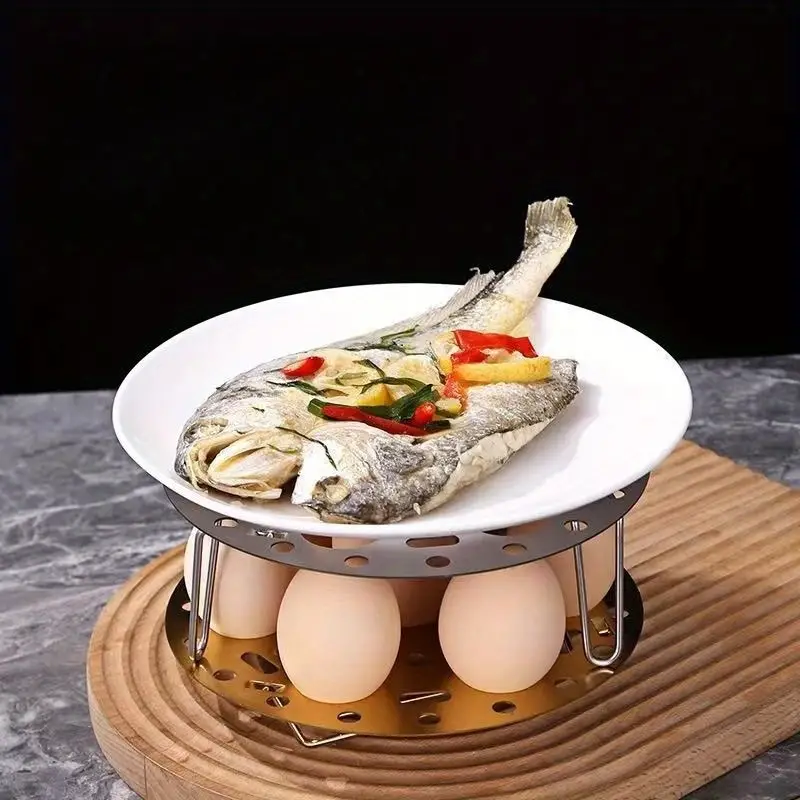 versatile stainless steel steam rack collapsible high foot design for eggs more durable kitchen dining accessory details 0