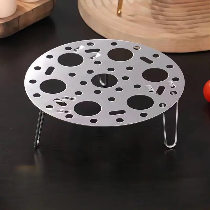 versatile stainless steel steam rack collapsible high foot design for eggs more durable kitchen dining accessory details 4