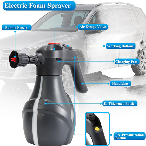 💥LAST DAY SALE 49% OFF-Electric Foam Sprayer Car Wash Water Gun With Cannon