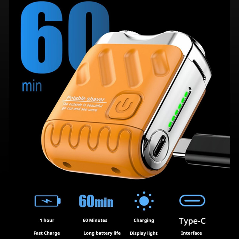 US1-Super mini electric shaver. Portable space-saving shaver for travelers. 9000 rpm, IPX7 waterproof.