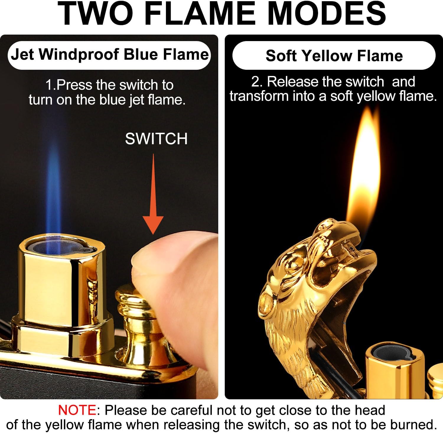 Magic Dual Flame Crocodile Lighter（Without Gas）